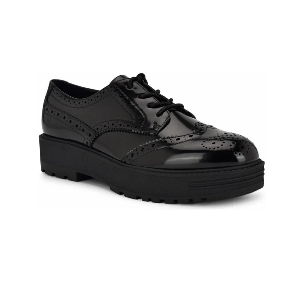 9 West Women's Brogues Patent Leather Wing Tip Platform Derby Shoe Sz 8.5 NIB - Picture 3 of 9